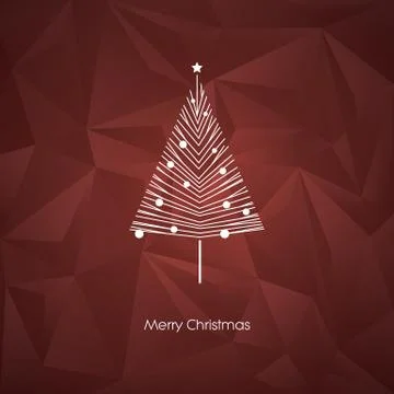 Modern abstract christmas tree vector card template with line art xmas holiday Stock Illustration