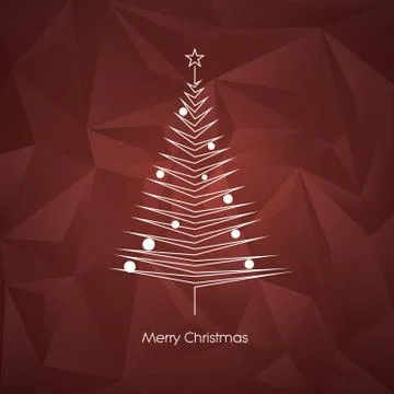 Modern abstract christmas tree vector card template with line art xmas holiday Stock Illustration