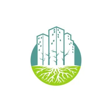 Modern abstract city skyscraper root vector icon Stock Illustration