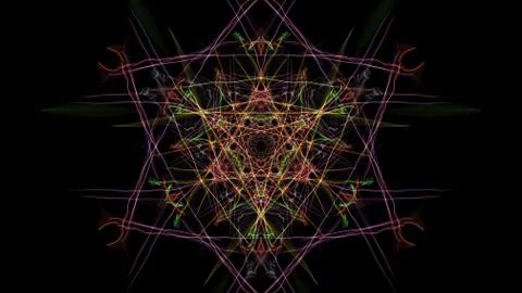 Modern abstract colored lines on black background. Stock Illustration