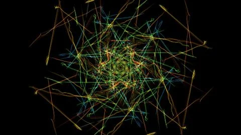 Modern abstract colored lines on black background. Stock Illustration