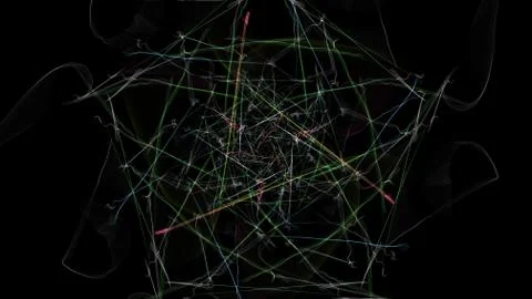 Modern abstract colored lines on black background. Stock Illustration