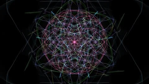 Modern abstract colored lines on black background. Stock Illustration