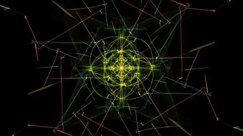 Modern abstract colored lines on black background. Stock Illustration