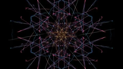 Modern abstract colored lines on black background. Stock-Illustration