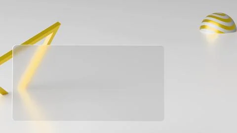 A modern abstract composition with floating geometric objects and a frosted g 库存插图