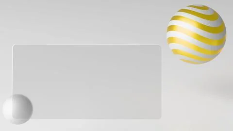 A modern abstract composition with floating geometric objects and a frosted g 스톡 일러스트