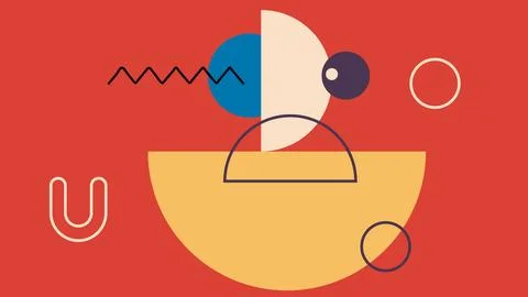 Modern Abstract Composition with Half Circles Stock Illustration