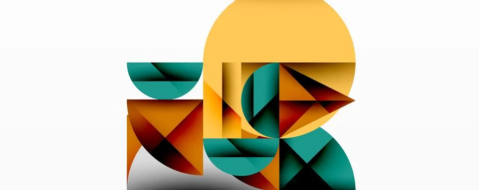 Modern abstract composition with layered circles and angular segments featuring Illustrazione stock