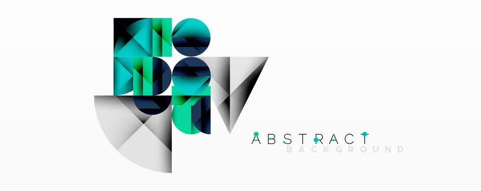 Modern abstract composition with layered circles and angular segments featuring Ilustração Stock