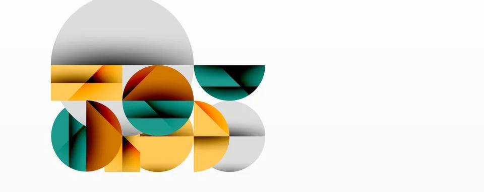 Modern abstract composition with layered circles and angular segments featuring 库存插图