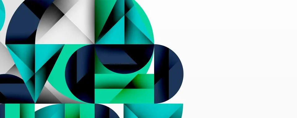 Modern abstract composition with layered circles and angular segments featuring Stock Illustration