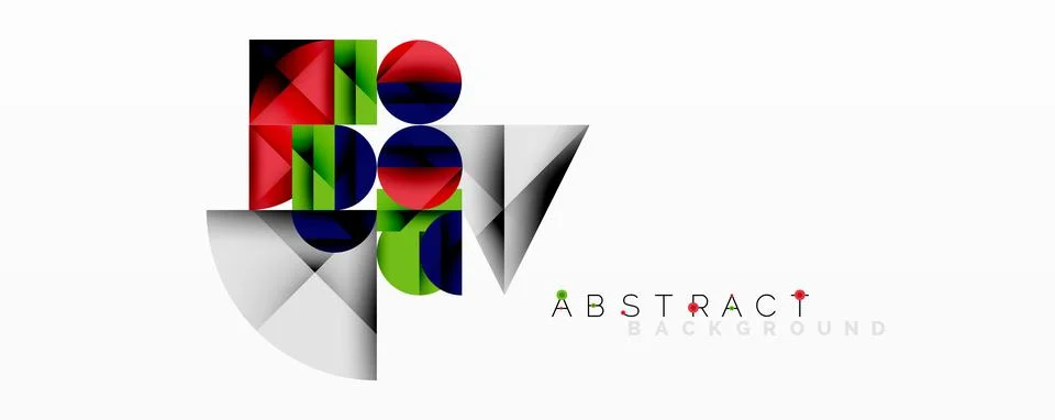 Modern abstract composition with layered circles and angular segments featuring 库存插图