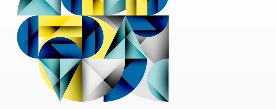 Modern abstract composition with layered circles and angular segments featuring 스톡 일러스트
