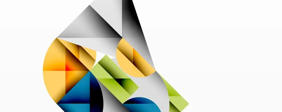 Modern abstract composition with layered circles and angular segments featuring Illustrazione stock