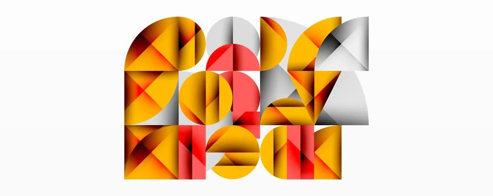 Modern abstract composition with layered circles and angular segments featuring Illustrazione stock