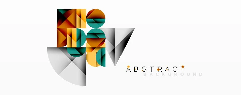 Modern abstract composition with layered circles and angular segments featuring 库存插图