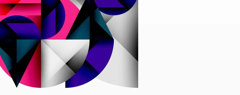 Modern abstract composition with layered circles and angular segments featuring Ilustração Stock