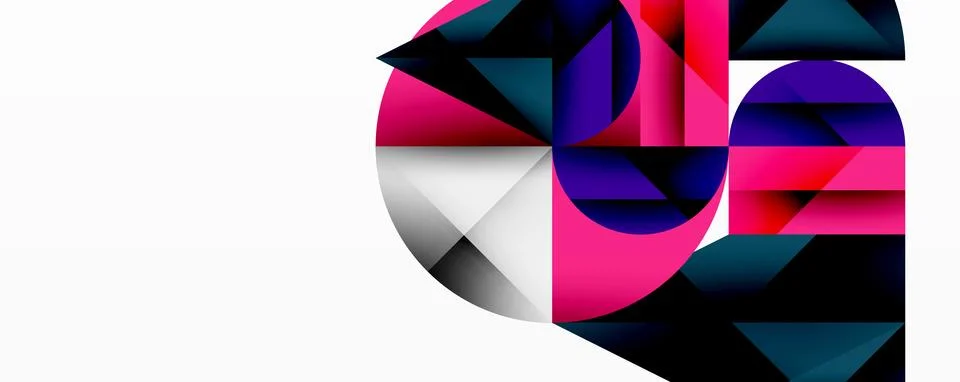 Modern abstract composition with layered circles and angular segments featuring Stock Illustration