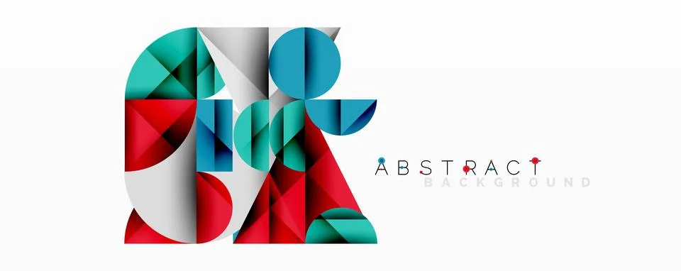 Modern abstract composition with layered circles and angular segments featuring Stock Illustration