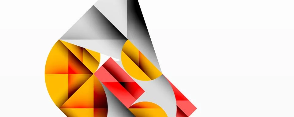 Modern abstract composition with layered circles and angular segments featuring Ilustração Stock