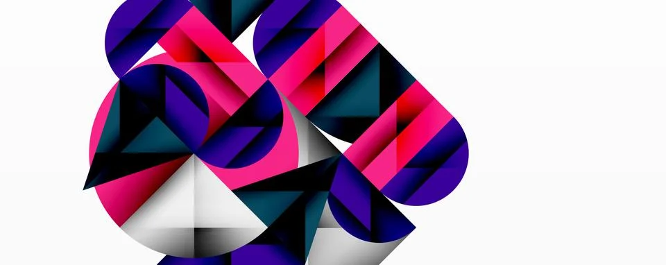 Modern abstract composition with layered circles and angular segments featuring Illustrazione stock
