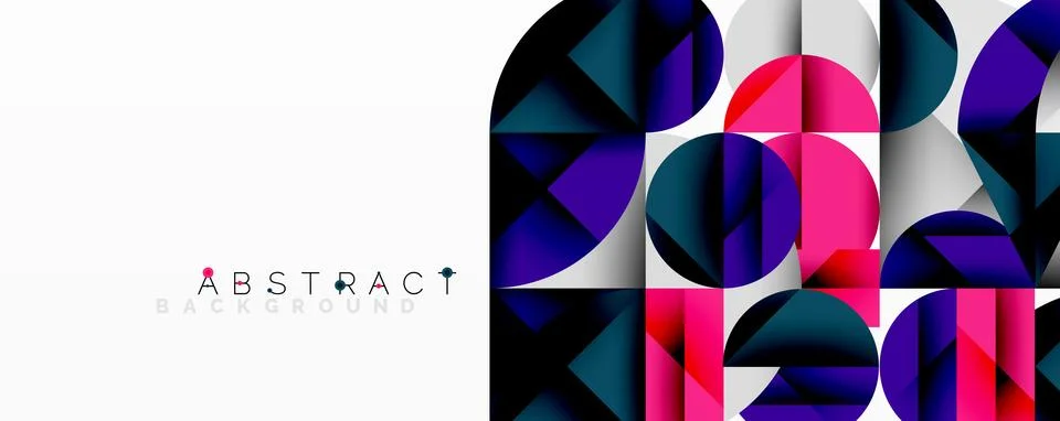 Modern abstract composition with layered circles and angular segments featuring Illustrazione stock