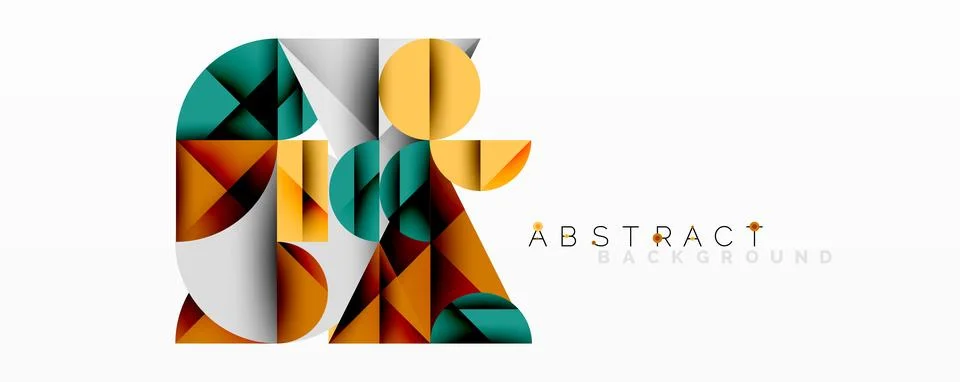 Modern abstract composition with layered circles and angular segments featuring Stock Illustration