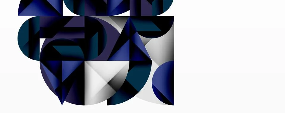 Modern abstract composition with layered circles and angular segments featuring 库存插图