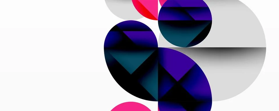 Modern abstract composition with layered circles and angular segments featuring Stockillustratie