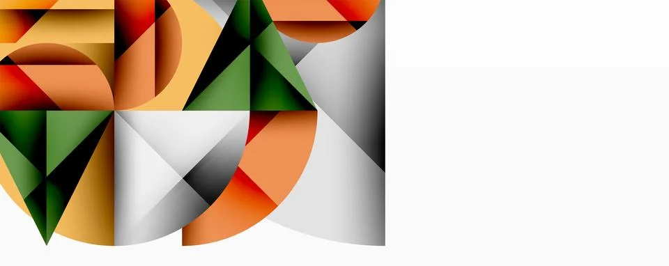 Modern abstract composition with layered circles and angular segments featuri Ilustração Stock