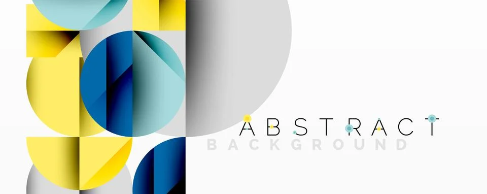 Modern abstract composition with layered circles and angular segments featuri Stockillustratie
