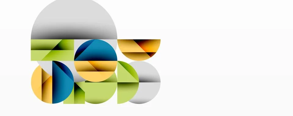 Modern abstract composition with layered circles and angular segments featuring Illustrazione stock