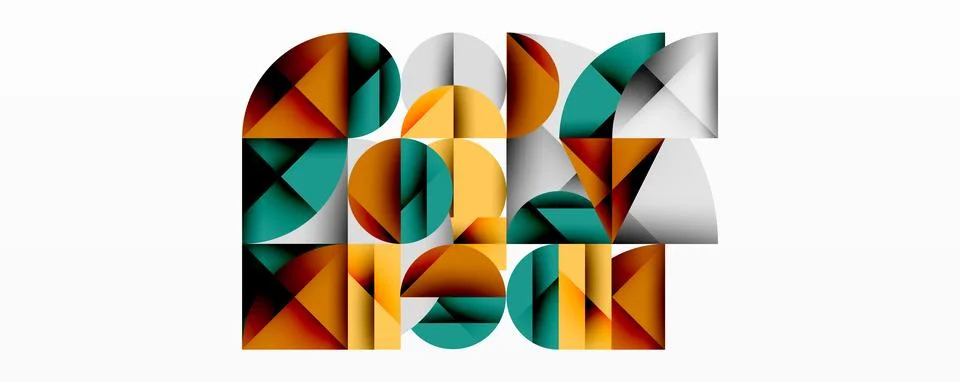 Modern abstract composition with layered circles and angular segments featuring Stockillustratie