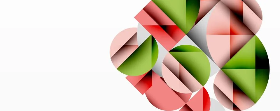 Modern abstract composition with layered circles and angular segments featuring Stock Illustration