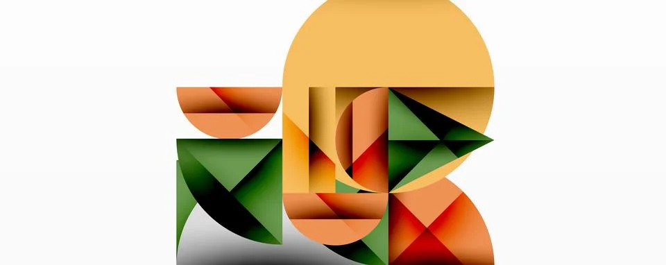 Modern abstract composition with layered circles and angular segments featuring Stock Illustration