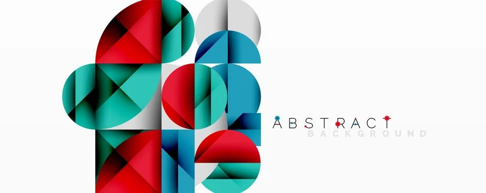 Modern abstract composition with layered circles and angular segments featuring Illustrazione stock