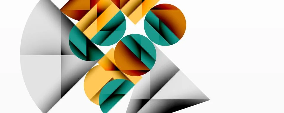 Modern abstract composition with layered circles and angular segments featuring Illustrazione stock