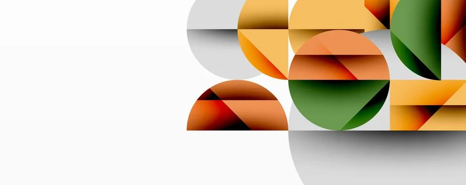 Modern abstract composition with layered circles and angular segments featuring Ilustração Stock