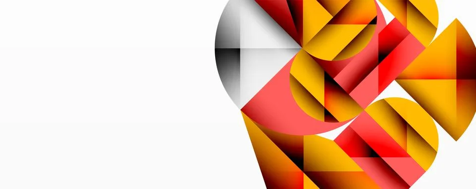 Modern abstract composition with layered circles and angular segments featuring Ilustração Stock