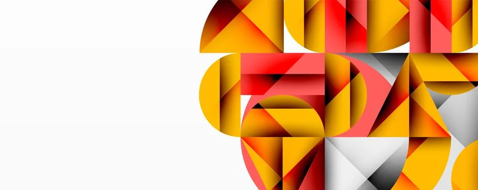 Modern abstract composition with layered circles and angular segments featuring 库存插图