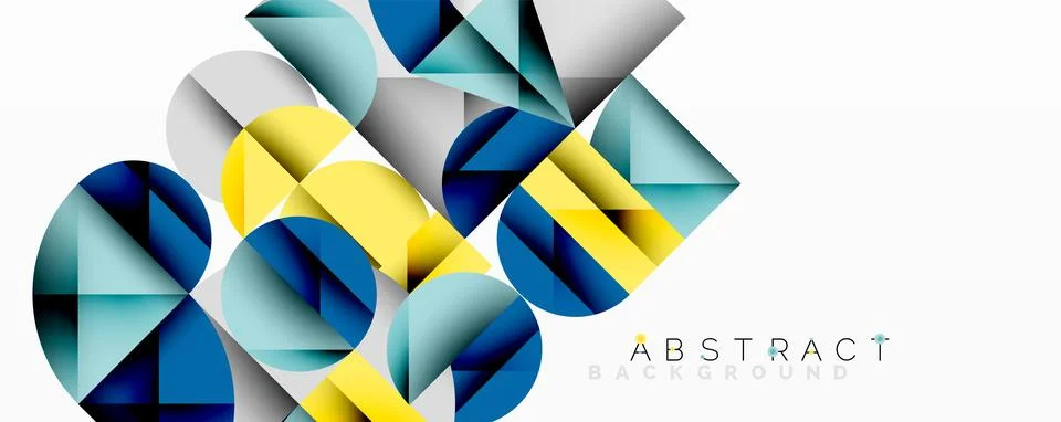 Modern abstract composition with layered circles and angular segments featuri イラスト素材