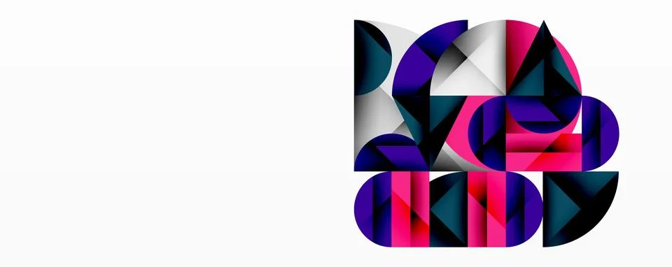 Modern abstract composition with layered circles and angular segments featuring Illustrazione stock