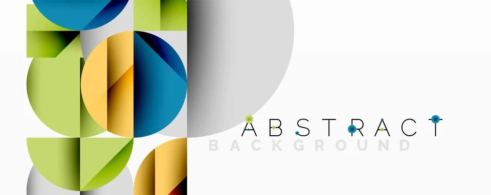 Modern abstract composition with layered circles and angular segments featuring Stock Illustration