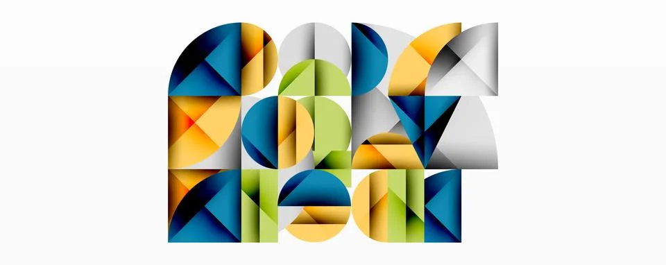 Modern abstract composition with layered circles and angular segments featuring 스톡 일러스트