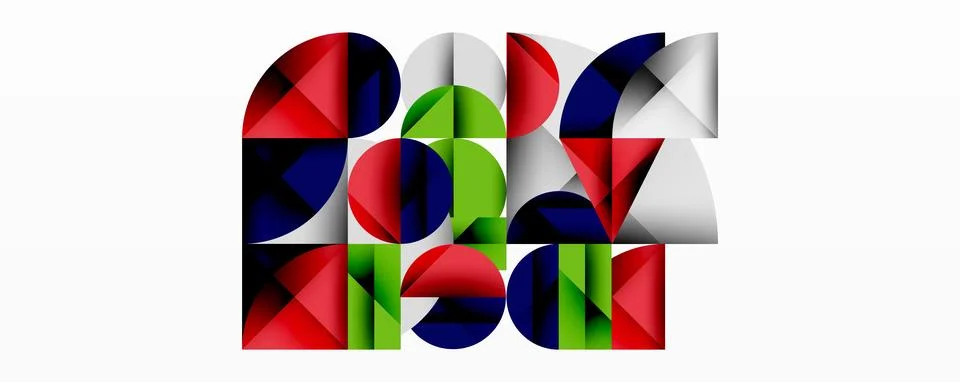 Modern abstract composition with layered circles and angular segments featuring 스톡 일러스트