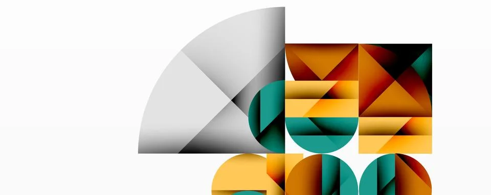 Modern abstract composition with layered circles and angular segments featuring Stock Illustration