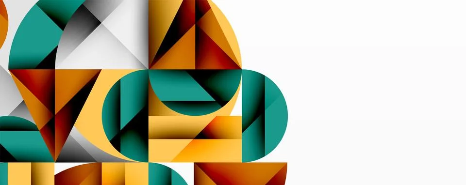 Modern abstract composition with layered circles and angular segments featuring Stock Illustration