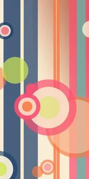 A modern abstract composition of overlapping circles and vertical stripes i.. Stock-Illustration