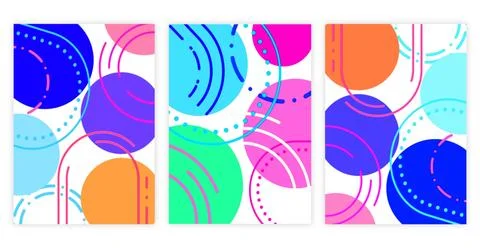 Modern abstract covers set, minimal covers design with geometric shapes Stock Illustration